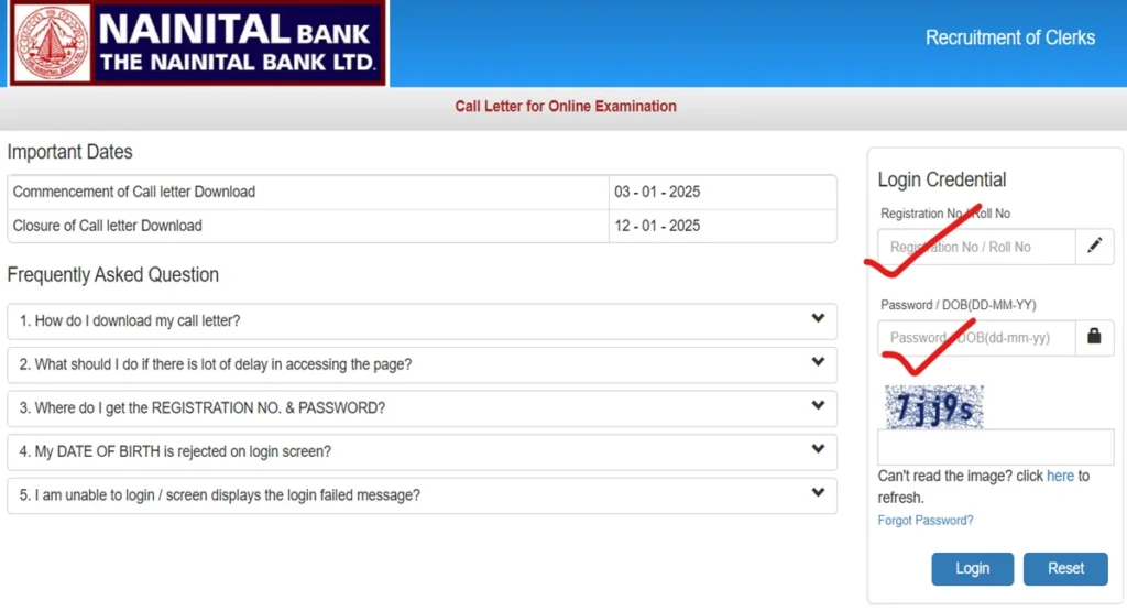 nainital bank clerk admit card