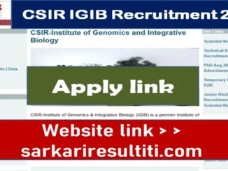 CSIR IGIB Recruitment 2025