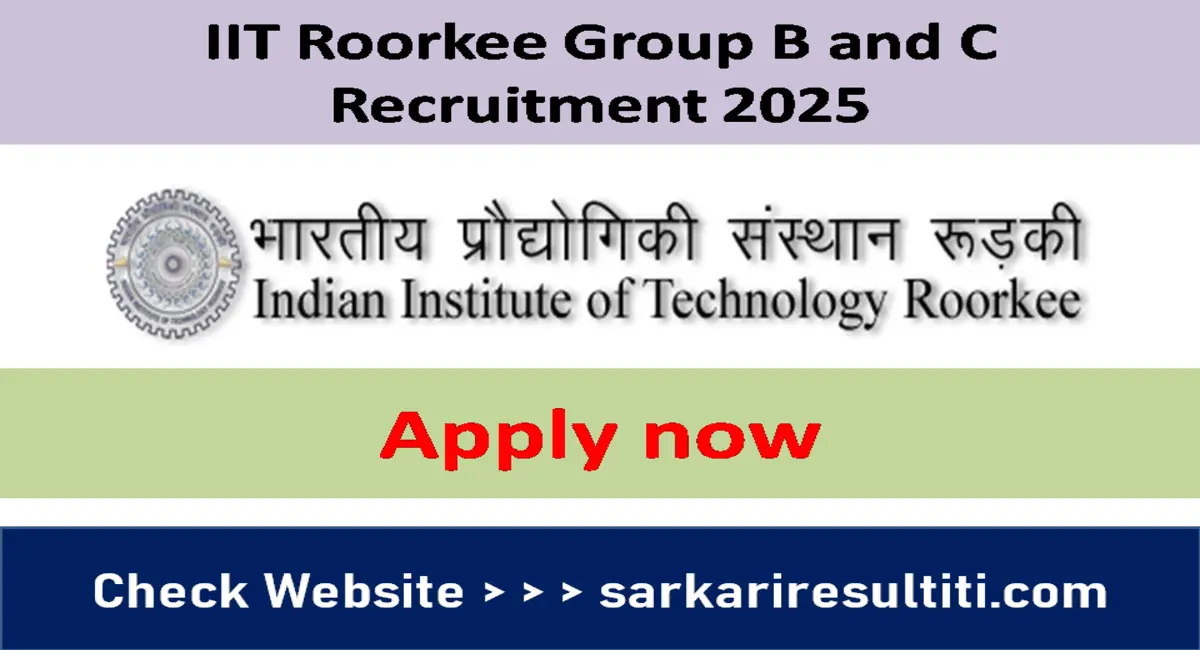 IIT Roorkee Group B and C Recruitment 2025