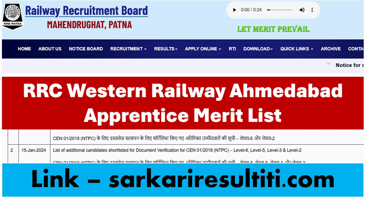 RRB Patna ALP Merit list