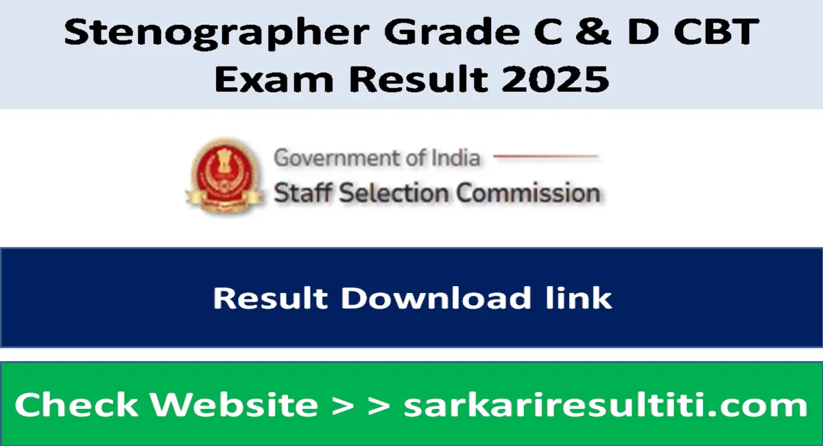 Stenographer Grade C & D CBT Exam Result 2025