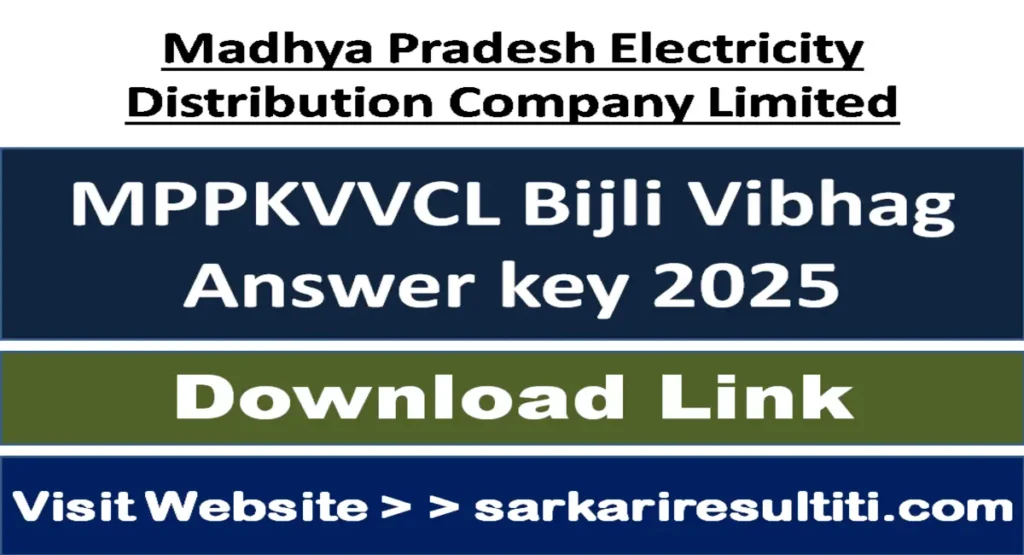 MPPKVVCL Bijli Vibhag Answer key 2025